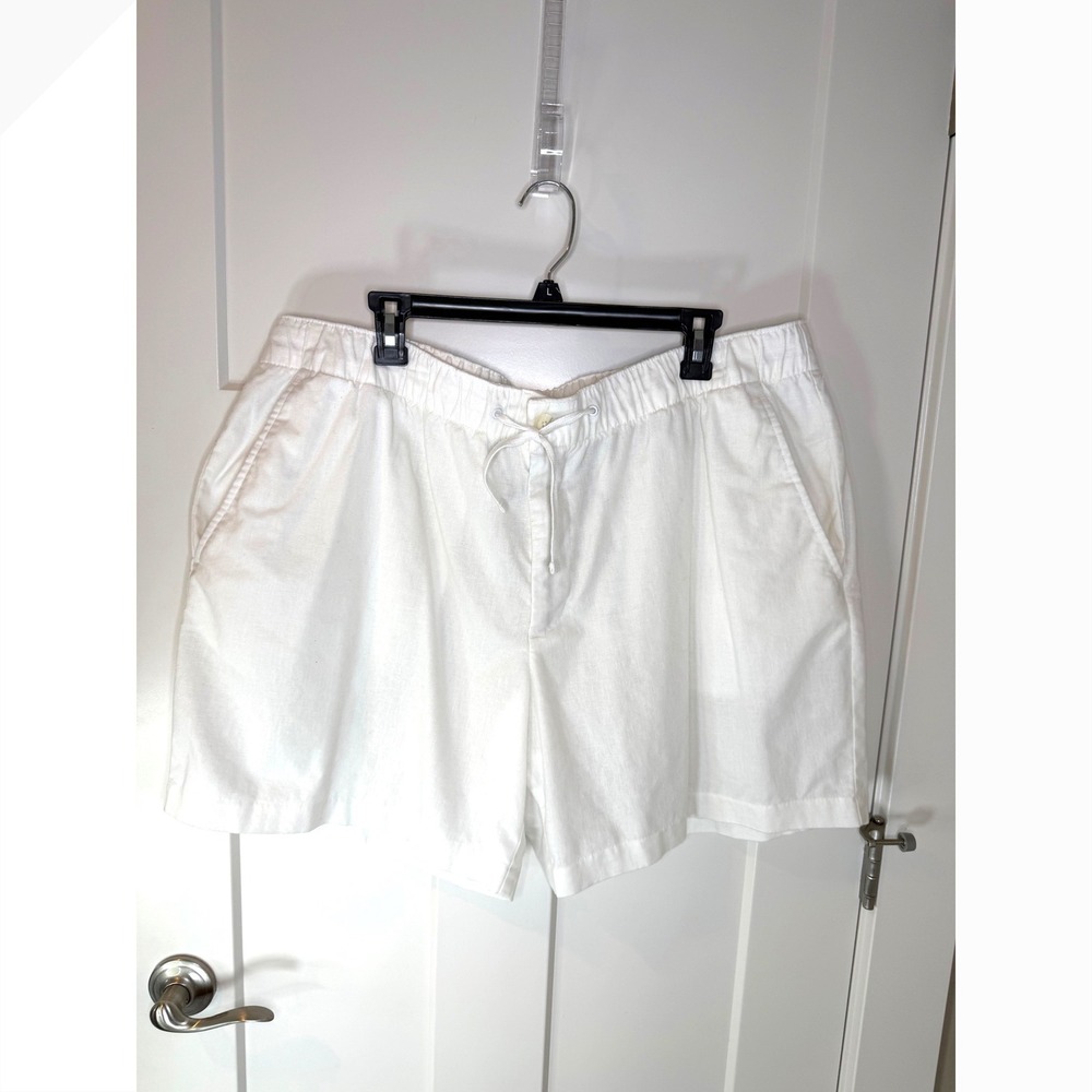 Perry Ellis White Linen Blend Drawstring Shorts Womens XXL Plus Size Casual - Picture 2 of 11